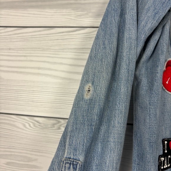 American Eagle Vintage Patchwork Denim Long Sleeve Button Down Shirt Medium - Picture 8 of 16